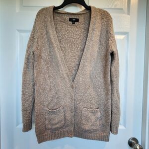 Mossimo Open Front Button Cardigan Sweater Khaki Cream Long Sleeve Sweater